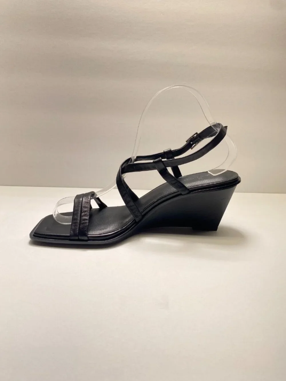 Caslon Womens Black Paola Strap Wedge Sandals Sz 7